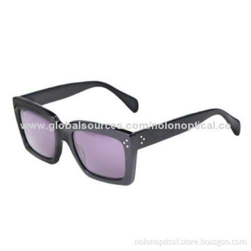Hot-sale Black Rectangular Acetate Full Shape Sunglasses
